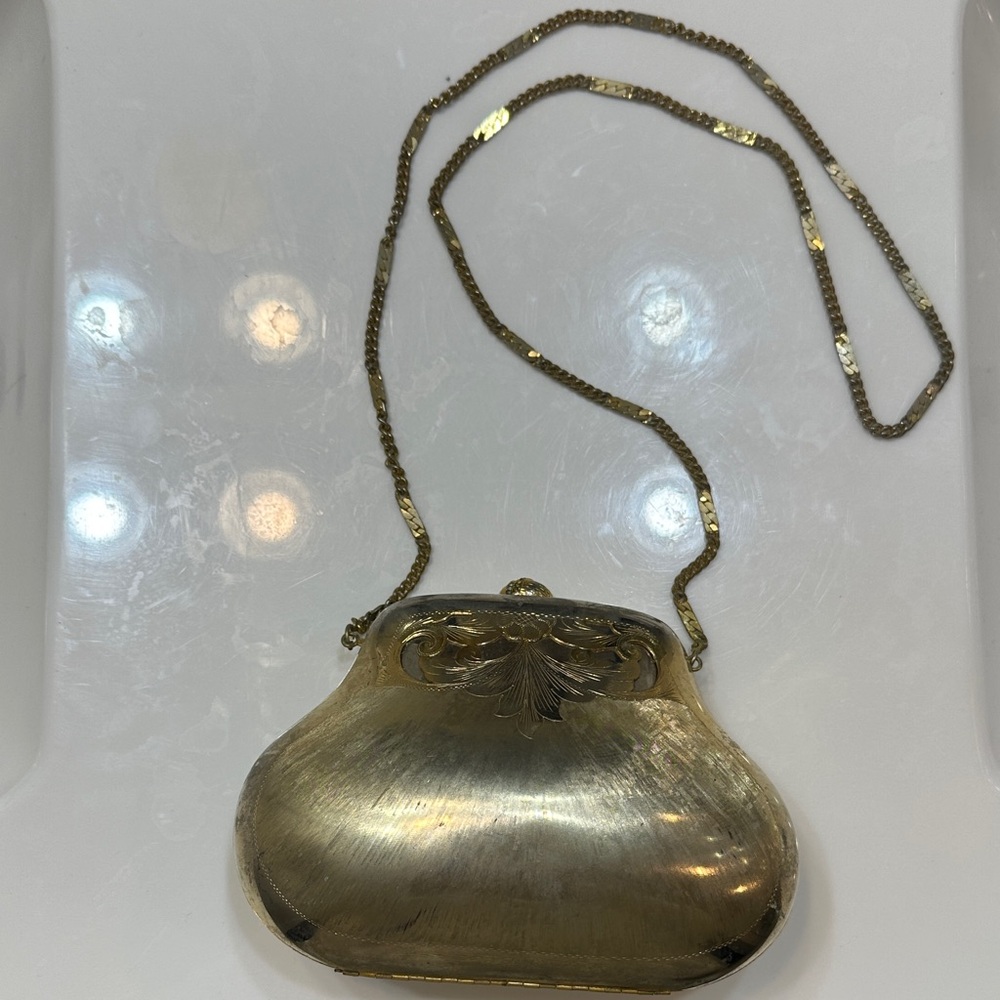 Vintage Elegant Gold Metal Evening Clutch
